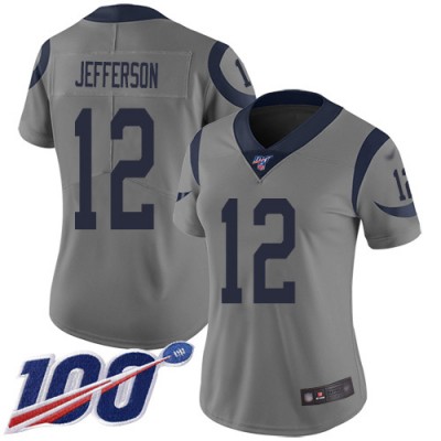 Nike Los Angeles Rams #12 Van Jefferson Gray Women's Stitched NFL Limited Inverted Legend 100th Season Jersey